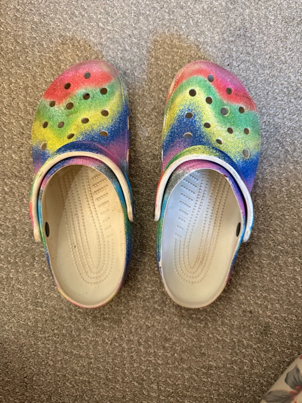 CROCS Rainbow Glitter Classic Clog - Pink, Blue, Green, Yellow - Picture 1 of 3